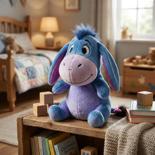 Peluche compagnon l’ourson gourmand modèle bleu en tissu doux bleu et violet avec détails brodés pour collectionneur