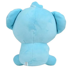 Peluche compagnon pop bleu en peluche avec oreilles arrondies et couture arrière visible vue de dos