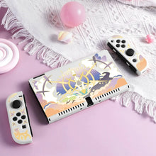 Coque de protection blanche pour console portable hybride avec illustration anime vibrante et accents dorés