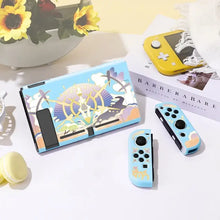 Coque de protection pour console portable hybride bleu clair avec illustration anime détaillee et accents violet et or