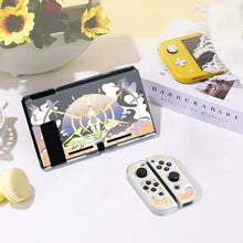 Coque de protection noire pour console portable hybride avec illustration anime colorée en tons dorés et violets