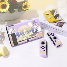 Coque de protection pour console portable hybride lavande avec illustration fantasy en or bleu et blanc pour console hybride portable