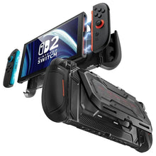 Coque de protection nintendo switch 2 en armure noire et rouge avec design texturé pour protection nintendo switch