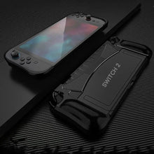 Coque ergonomique noire en tpu pour nintendo switch 2 avec zones de grip texturées et finition mate élégante