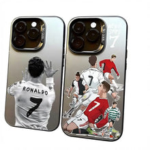 Coque iphone football ronaldo avec design illustré de cristiano ronaldo en monochrome dos et poses dynamiques