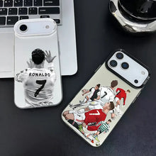 Coque iphone football ronaldo blanche avec illustration noir et blanc de cristiano ronaldo vue arrière