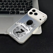 Coque iphone football transparente avec image noir et blanc de cristiano ronaldo en maillot real madrid 7 au dos