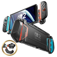 Coque supcase blade rigide noir et orange avec accents teal pour nintendo switch 2 compatible dock