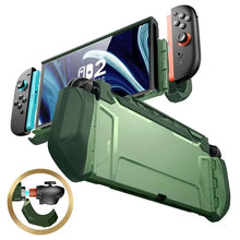 Coque supcase blade olive verte en armure pour nintendo switch avec grip intégré et supports détachables compatibles dock