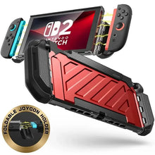Coque supcase ub pro pour nintendo switch 2 en rouge et noir avec armure rigide et supports joy-con pliables intégrés