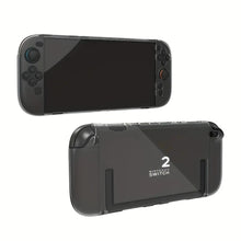 Coque transparente noire avec protections souples pour manettes compatible uniquement nintendo switch 2 console vue arrière