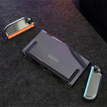Coque transparente avec protections souples pour manettes compatible uniquement nintendo switch noire brillante avec joy-con noir et orange