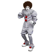 Costume cosplay clown penny en satin gris avec pompons rouges et détails à volants pour cosplay clown