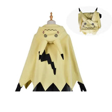 Costume mimiqui pokemon adulte jaune avec capuche pikachu et détails éclairs noirs pour soirées déguisées