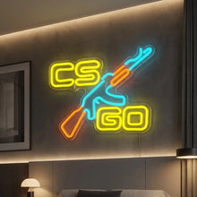 Lampe néon led cs go jaune et bleu avec installation murale usb pour décoration murale gaming counter strike