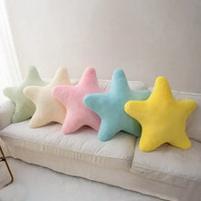 Coussin décoratif en forme d’étoile en tissu doux pastel idéal pour coin lecture ou magasins de jouets carnaval