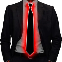 Cravate lumineuse de fête modèle A en fil électroluminescent noir avec contour rouge en clignotement lent