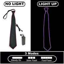 Cravate lumineuse noire à fil électroluminescent rouge clignotant lentement avec télécommande, modèle fête A