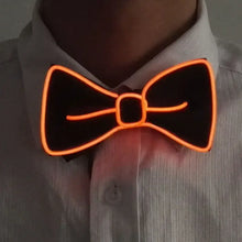Cravate lumineuse de fête modèle B avec nœud papillon led orange à fil électroluminescent et clignotement lent