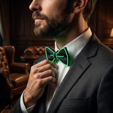 Cravate lumineuse de fête modèle b un nœud papillon noir élégant avec fil électroluminescent vert en clignotement lent
