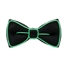 Cravate lumineuse de fête modèle b noire avec fil électroluminescent vert neon et clignotement lent