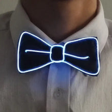 Cravate lumineuse de fête modèle b noire avec fil électroluminescent bleu et clignotement lent élégant