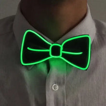 Cravate lumineuse de fête modèle b avec nœud papillon vert néon à clignotement lent en fil électroluminescent velours noir