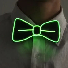 Cravate lumineuse de fête modèle b avec un nœud papillon vert néon à fil électroluminescent et clignotement lent
