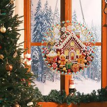 Ornement pain d’épices circulaire en perles décoratives avec kit créatif rouge blanc pour suspendre au sapin de noël