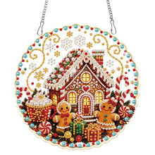 Ornement pain d’épices circulaire festif en perles décoratives rouges blanches et dorées avec kit créatif de noël
