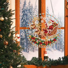 Kit créatif de noël à suspendre père noël en perles dorées et turquoise avec rennes, cloches et feuillage festif