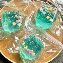 Cube anti stress teal en résine carrée avec coquillages et étoiles de mer jouets à presser pour détente