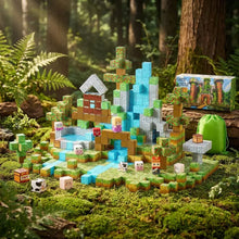 Ensemble cubes magnétiques château de forêt en papercraft coloré favorisant la motricité fine et le déguisement carnaval