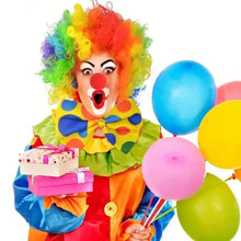 Kit d’accessoires de clown pour fête costumée avec perruque bouclée multicolore et maquillage audacieux