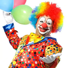 Kit d’accessoires de clown avec perruque bouclée arc-en-ciel brillante pour fête costumée ou déguisement carnaval