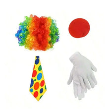 Kit d’accessoires de clown avec perruque bouclée arc-en-ciel pour fête costumée et déguisement carnaval