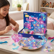 Kit d’art 3d jouet lumineux avec fils colorés et led multicolores en formes cœur et étoile avec instructions étape par étape