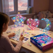 Kit d’art 3d jouet lumineux avec étoile filaire en 3d éclairée par led multicolores et fils colorés détaillés avec instructions étape