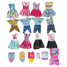 Lot de 18 vêtements et accessoires pour petite poupée d’environ 13 cm avec ordinateur portable rose en plastique
