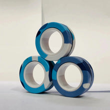 Lot de 3 anneaux magnétiques à manipuler en camouflage bleu et blanc parfaits pour la détente et concentration
