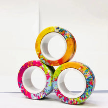 Lot de 3 anneaux magnétiques à manipuler avec rouleaux de masking tape tie-dye colorés jaune rose vert bleu