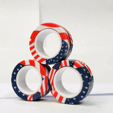 Lot de 3 anneaux magnétiques à manipuler décorés de rouleaux de washi tape thème drapeau américain rouge blanc bleu étoiles blanches