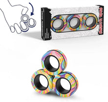 Lot de 3 anneaux magnétiques à manipuler colorés arc-en-ciel avec motif tourbillonnant et noyaux noirs