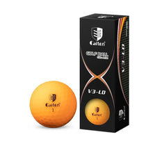 Lot de 3 balles de golf mates orange caiton v3-ld avec texture et logo noir à trois couches