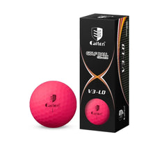 Lot de trois balles de golf mates caiton v3-ld roses trois couches avec surface alvéolée et logo noir