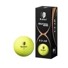 Lot de trois balles de golf mates colorées trois couches avec balle jaune bright yellow caition v3-ld à logo noir
