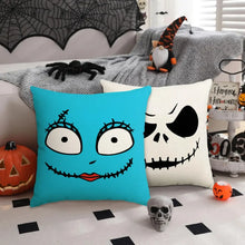 Lot de 4 housses de coussin halloween 45x45 cm turquoise avec face cartoon style jack skellington pour magasins de jouets