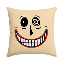 Lot de 4 housses de coussin halloween beige en lin avec visage cartoon noir et rouge pour déguisement carnaval