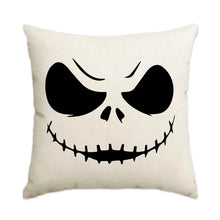 Lot de 4 housses de coussin halloween en lin écru avec silhouette noire de jack skellington pour déguisement carnaval