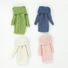 Lot de 4 robes-pulls pour poupée 30 cm en aspect tricoté vert bleu blanc rose pour garde-robe miniature carnaval